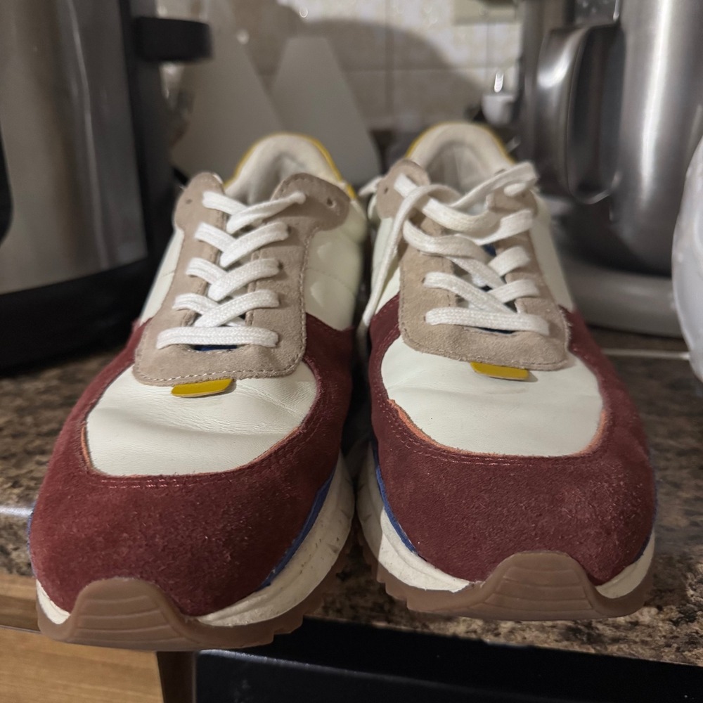 MWL Colorblock Leather Suede Sneakers Retro Casual Athleisure Shoes